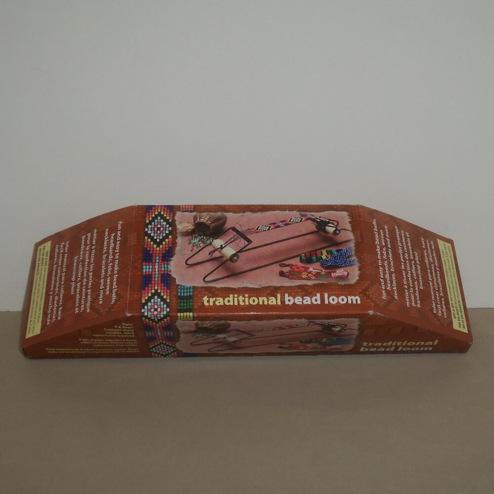 Indian Native TRADITIONAL BEAD LOOM with Loom Beads Thread Needles Instructions